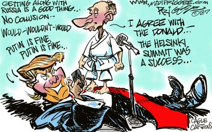 Political cartoon U.S. Trump Russia Putin Helsinki investigation treason