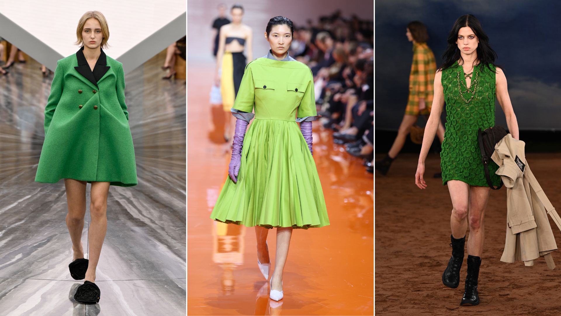 Models wear spring summer fashion colour trends down the runway
