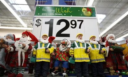 Santa Claus figurines are displayed at the Wal-Mart store November 20, 2007 in Secaucus, New Jersey.