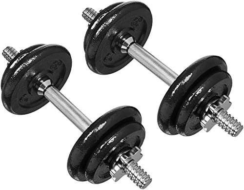 Amazon Basics Adjustable Barbell Lifting Dumbells Weight Set With Case, 38 Pounds (17.2 Kg), Black