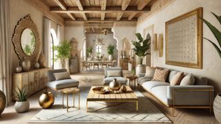 AI-generated image of Moroccan-style living room