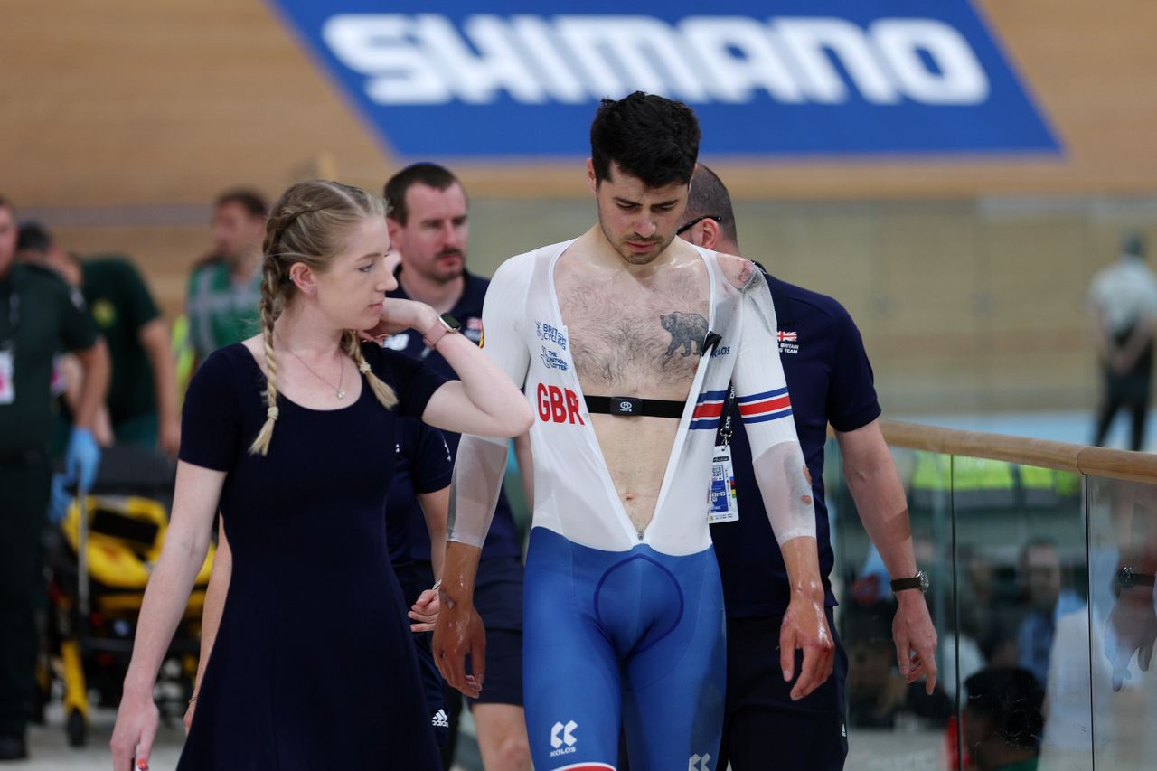 Charlie Tanfield after his crash at world championships 2023