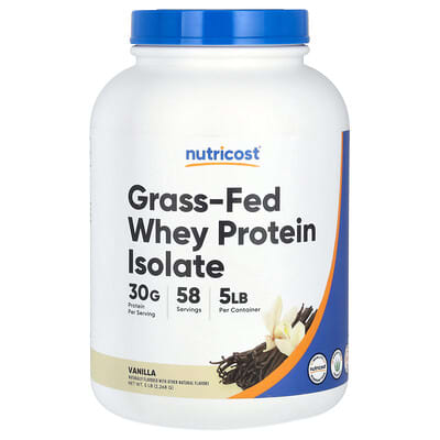 Nutricost, Grass-Fed Whey Protein Isolate, Vanilla, 5 Lb (2,268 G)
