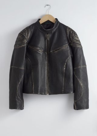 Topstitched Leather Jacket