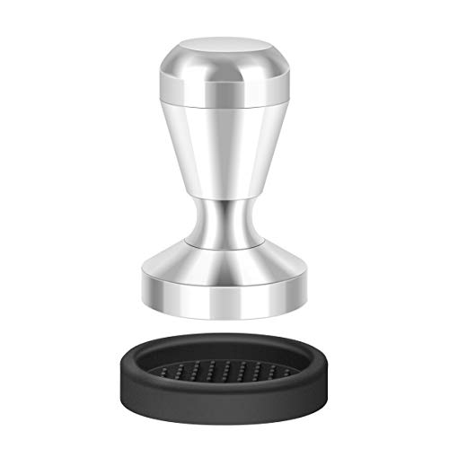 Philorn Coffee Tamper 51mm, Espresso Press Tamper With Silicone Temper Mat, Stainless Steel Coffee Bean Press for Home and Office, Barista Machines Accessory (silver)