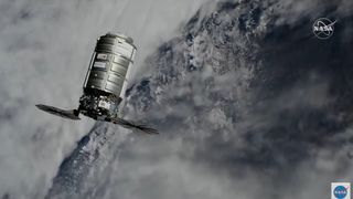 Cygnus NG-17 approaching the International Space Station.