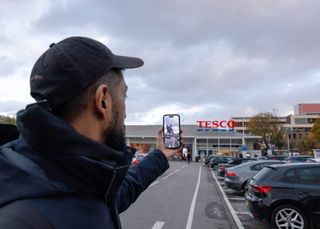 A VR pig over a UK landmark