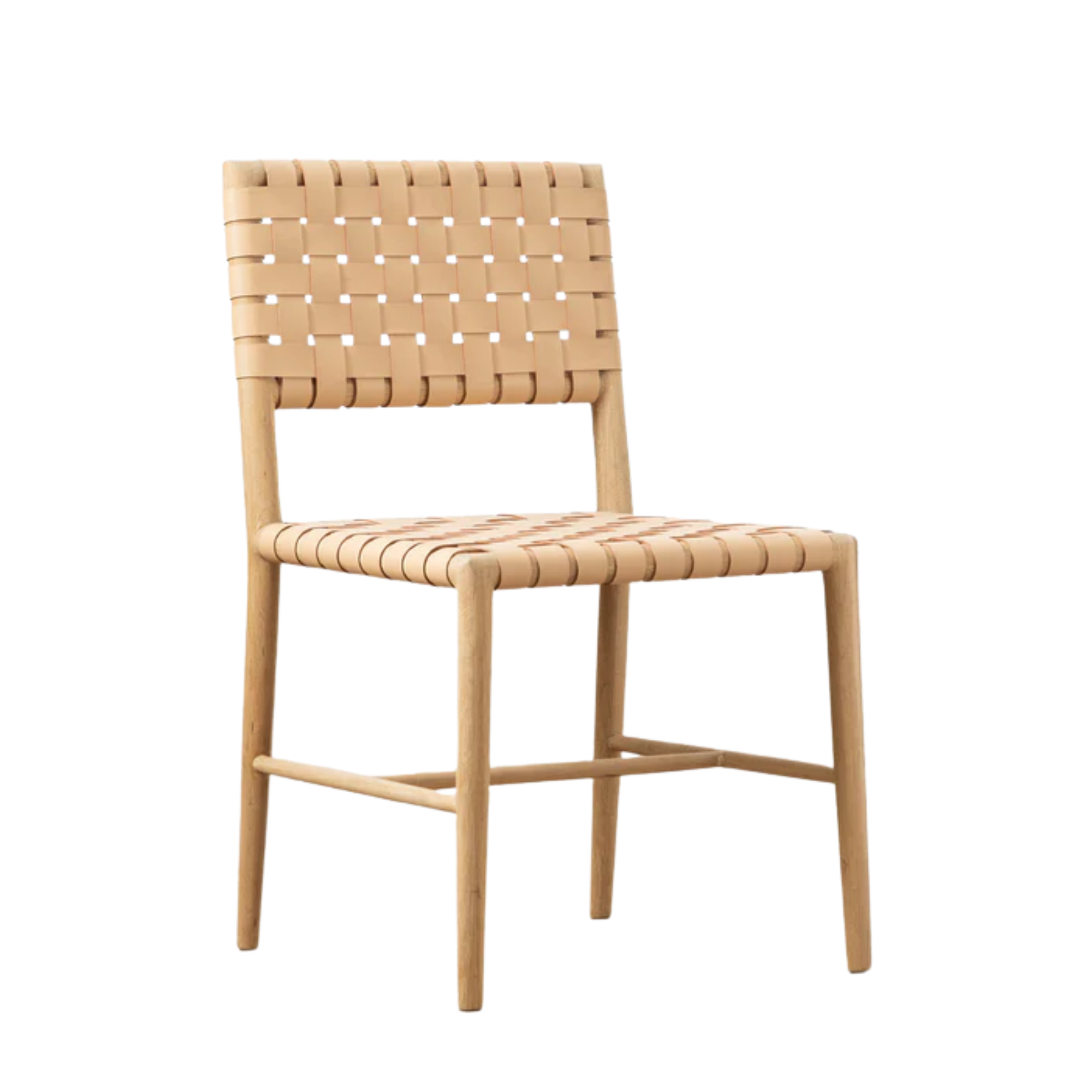 a dining chair with a basketweave back and seat