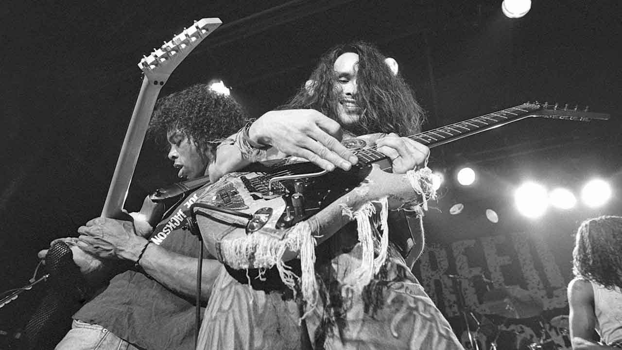 Dan Reed Network performing onstage in 1989