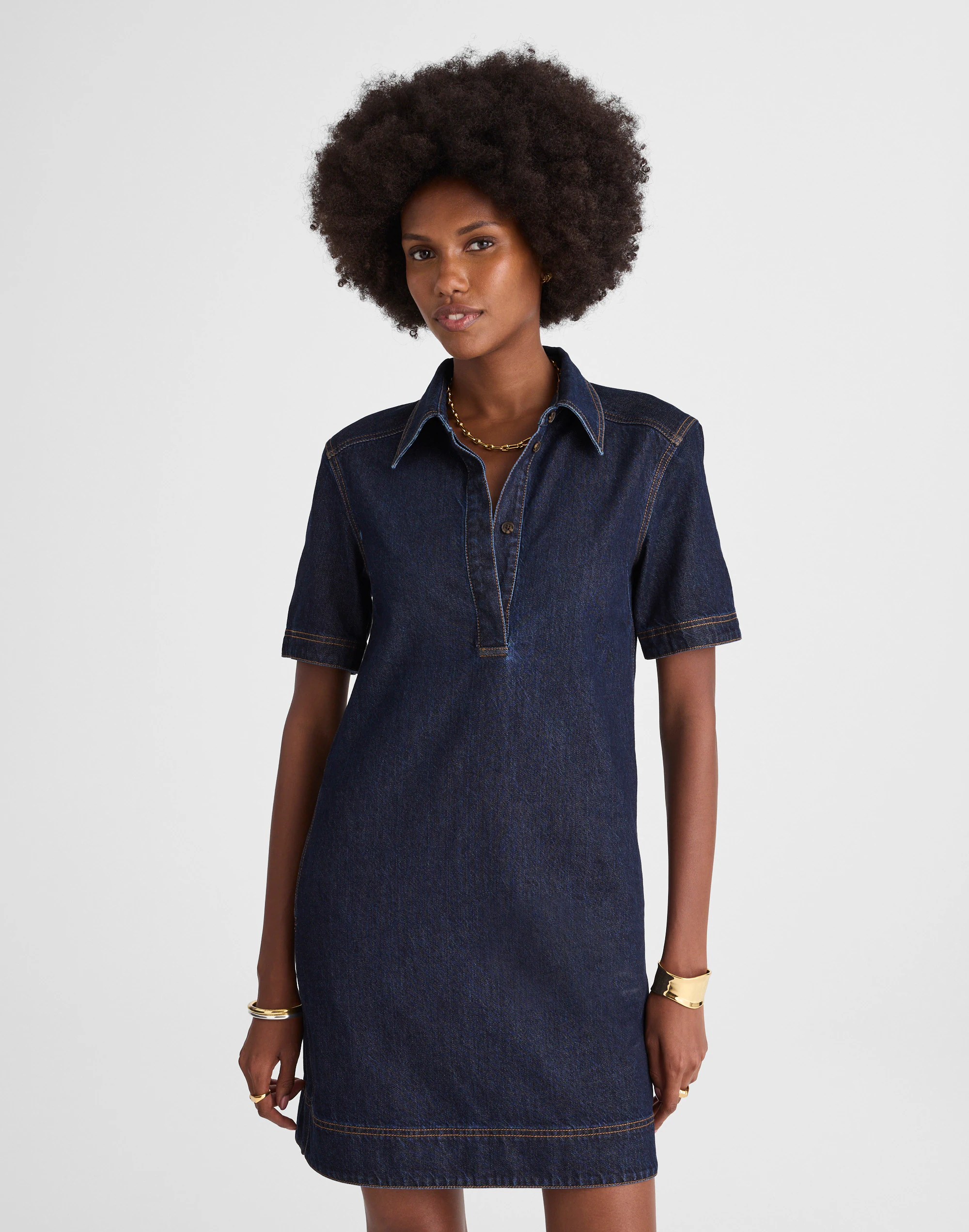 Denim Popover Mini Dress