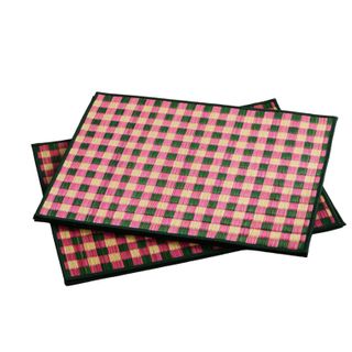 Capri Set of Six Checked Straw Placemats