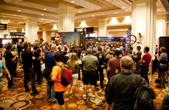 The Georgia announcement at Interbike. Considering we weren&rsquo;t announcing a new product or a Tour de France star, we reckon that&rsquo;s a pretty good crowd!