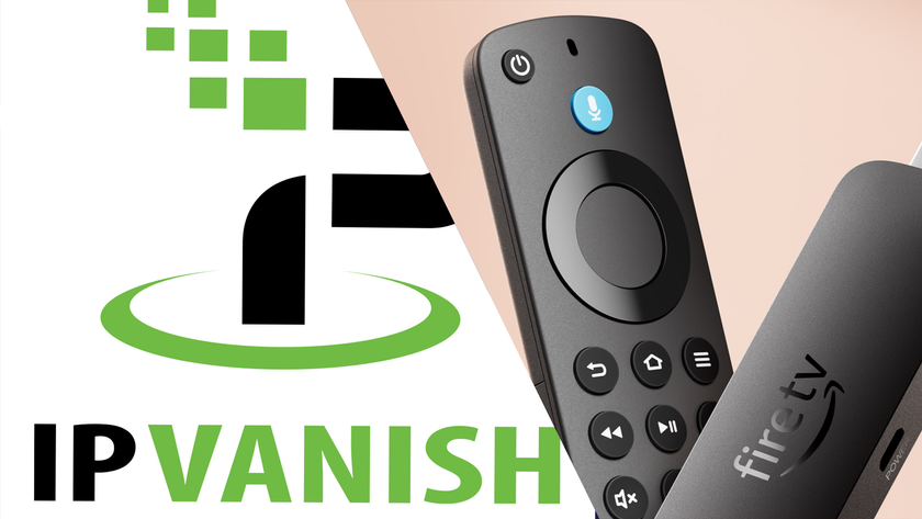 IPVanish VPN logo on the left, Amazon Fire TV Stick 4k Select on the right
