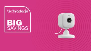 The Blink Mini 2 on a pink background with text saying Big Savings.