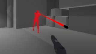 Bedste onlinespil – førstepersonsvisning af en gennemlæst menneskelig figur, der skyder på dig