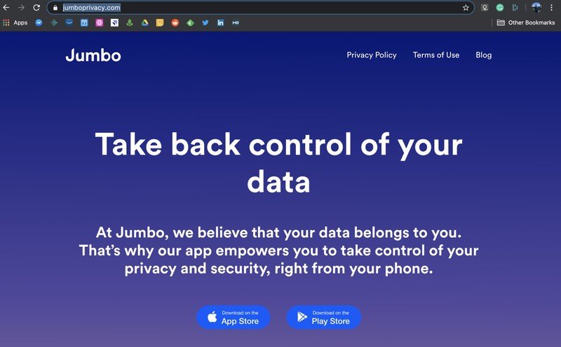 Aplicativo de privacidade Jumbo