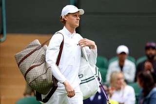 Jannik Sinner in tennis whites at Wimbledon