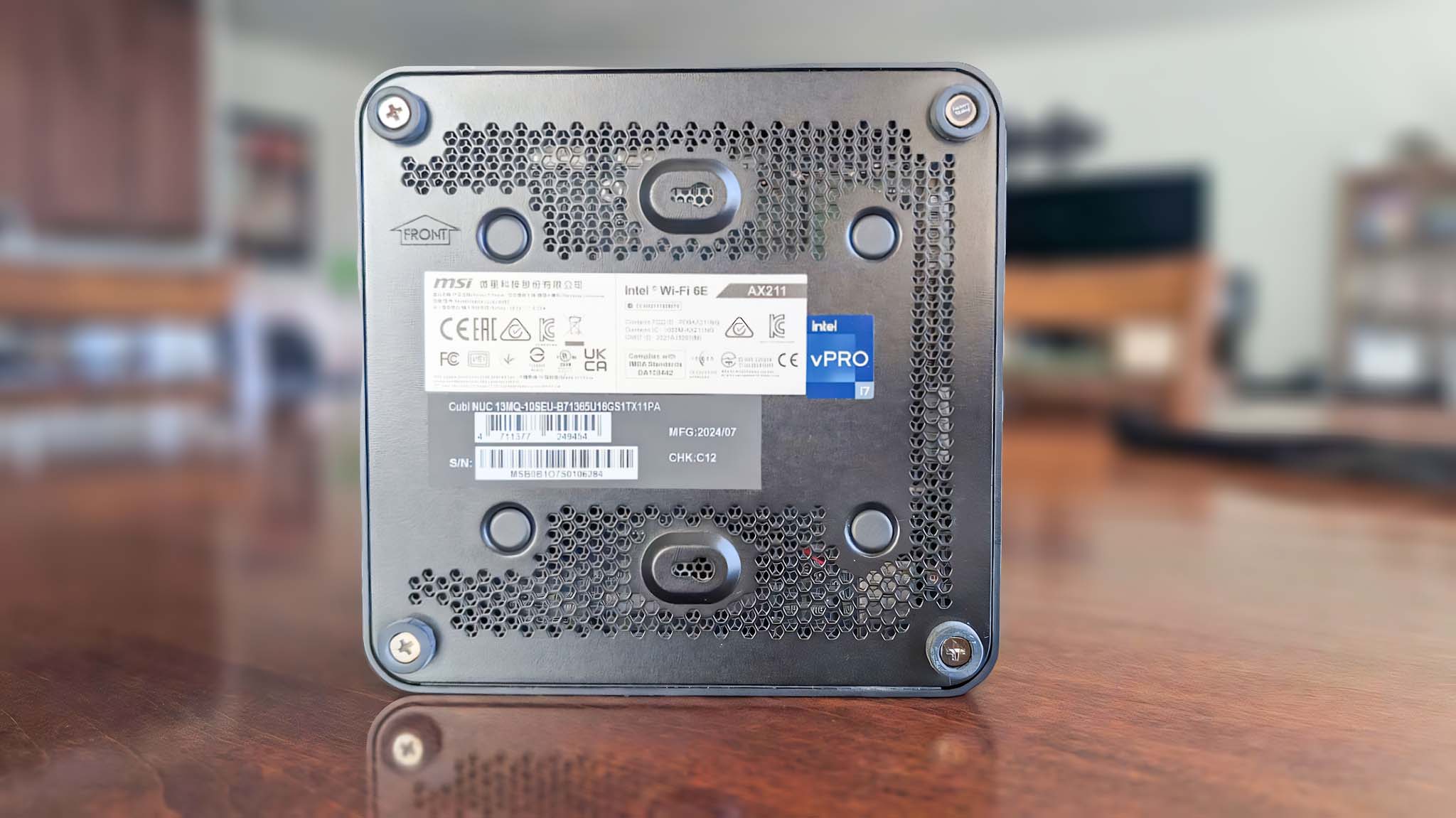 The underside of the MSI Cubi NUC 13MQ.