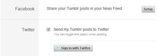 Adding Facebook and Twitter posting to Tumblr