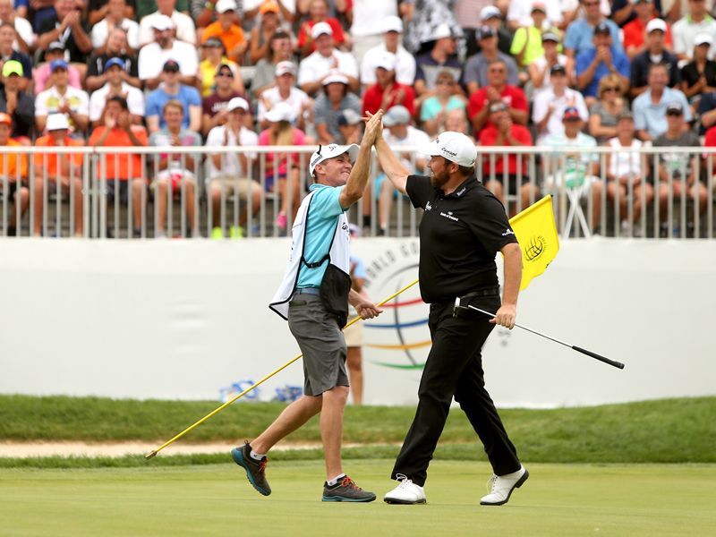 Shane Lowry celebrates winning the WGC - Bridgestone Invitational