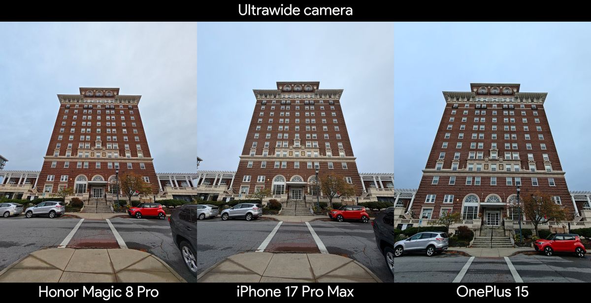 A camera sample using the ultrawide camera on an Honor Magic 8 Pro, OnePlus 15, iPhone 17 Pro Max