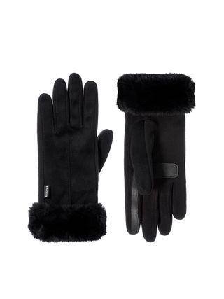 isotoner, Recycled Microsuede Gloves With Fur Cuff