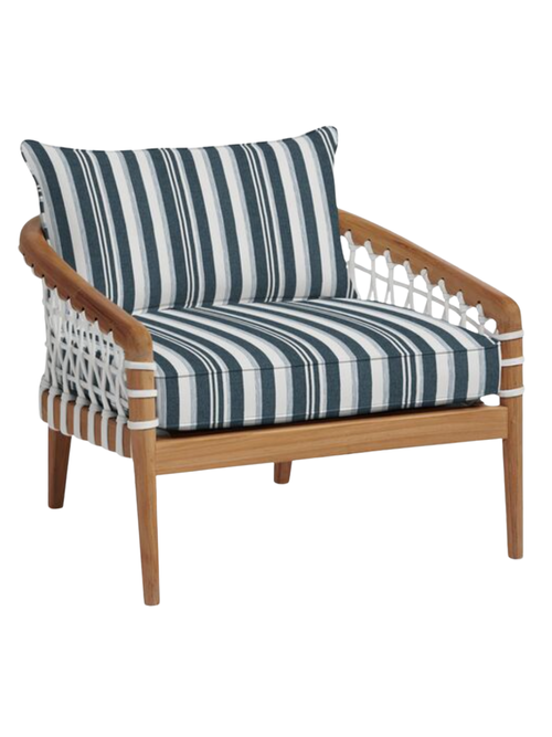Tybee Outdoor Upholstered Chair, Sunbrella Bridges Stripe