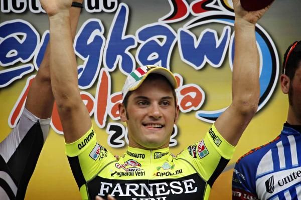 Andrea Guardini (Farnese Vini-Selle Italia) on the podium.