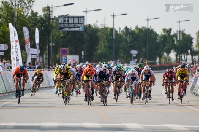 It was a long, wide sprint for the riders