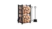 The Amagabeli Fireplace Log Rack is one of the best log baskets