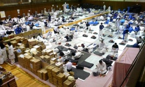 Workers inside the crippled Fukishima Daiichi Nuclear Power plant