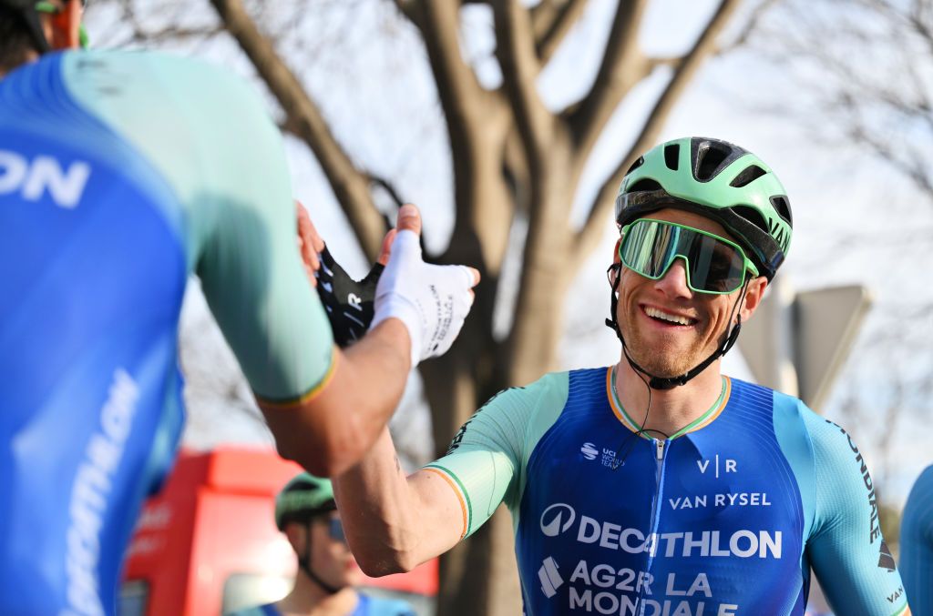 ARLES FRANCE FEBRUARY 16 Stage winner Sam Bennett of Ireland and Decathlon AG2R La Mondiale Team reacts after the 9th Tour de la Provence Stage 3 a 1906km stage from Rognac to Arles on February 16 2025 in Arles France Photo by Billy CeustersGetty Images