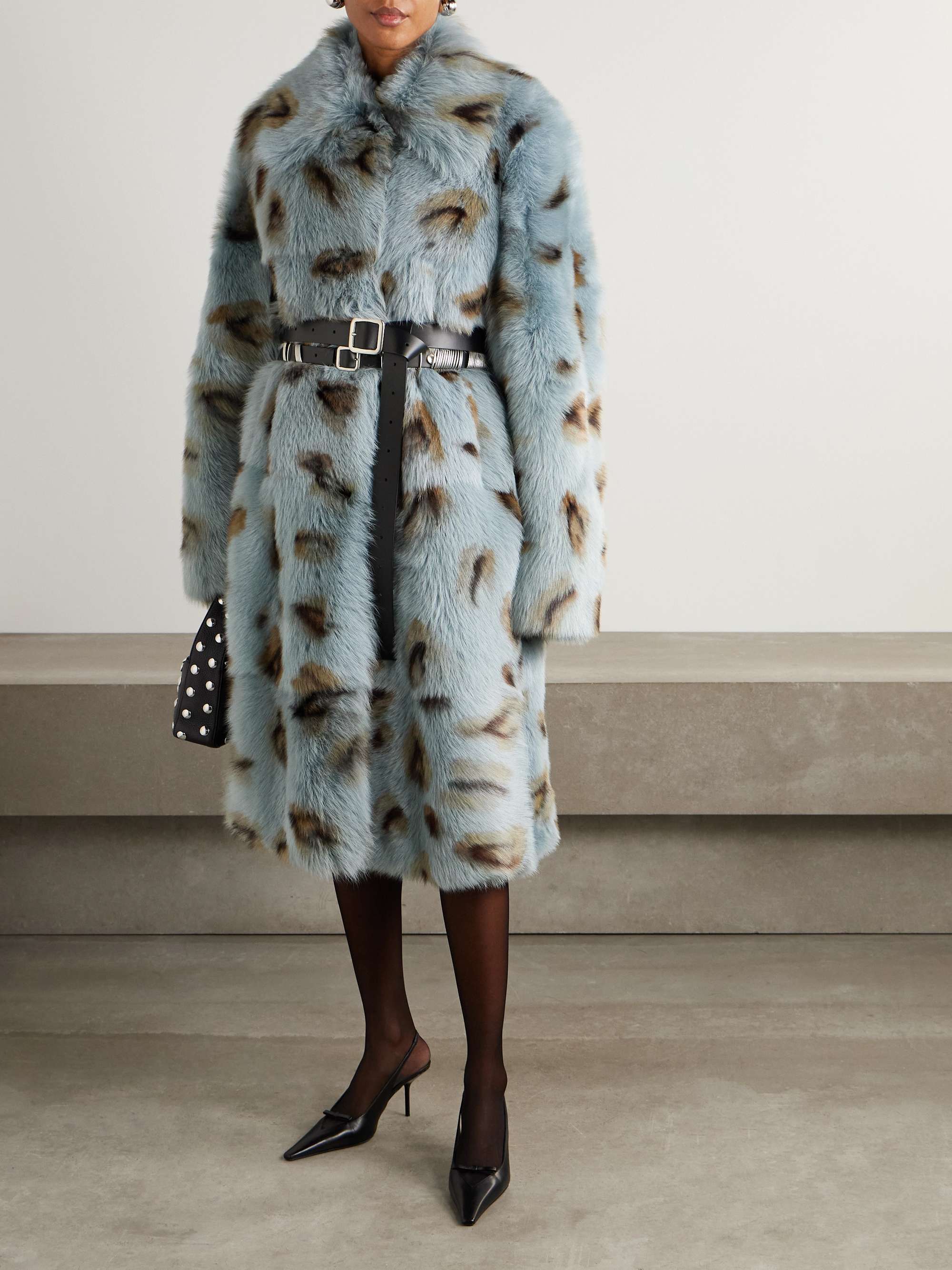 Oversized Leopard-Print Shearling Coat