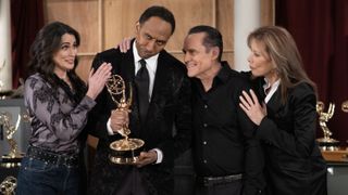 Rena Sofer, Stephen A. Smith, Maurice Benard and Nancy Lee Grahn smiling together in a photo for General Hospital: 60 Years of Stars and Storytelling