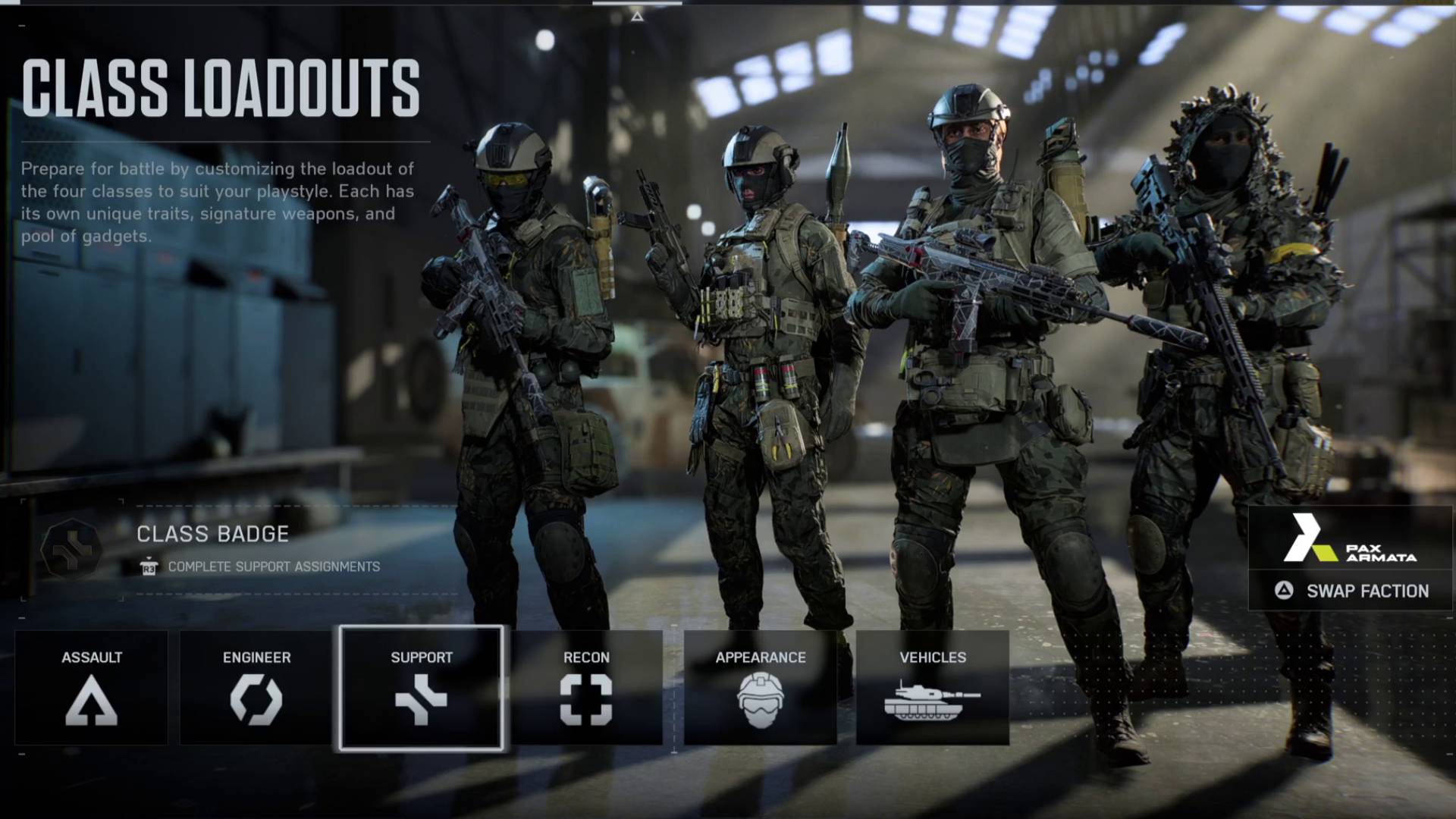 Battlefield 6 all classes loadout menu