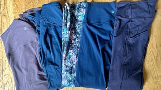 A selection of Lululemon leggings tested by the author, Jane McGuire