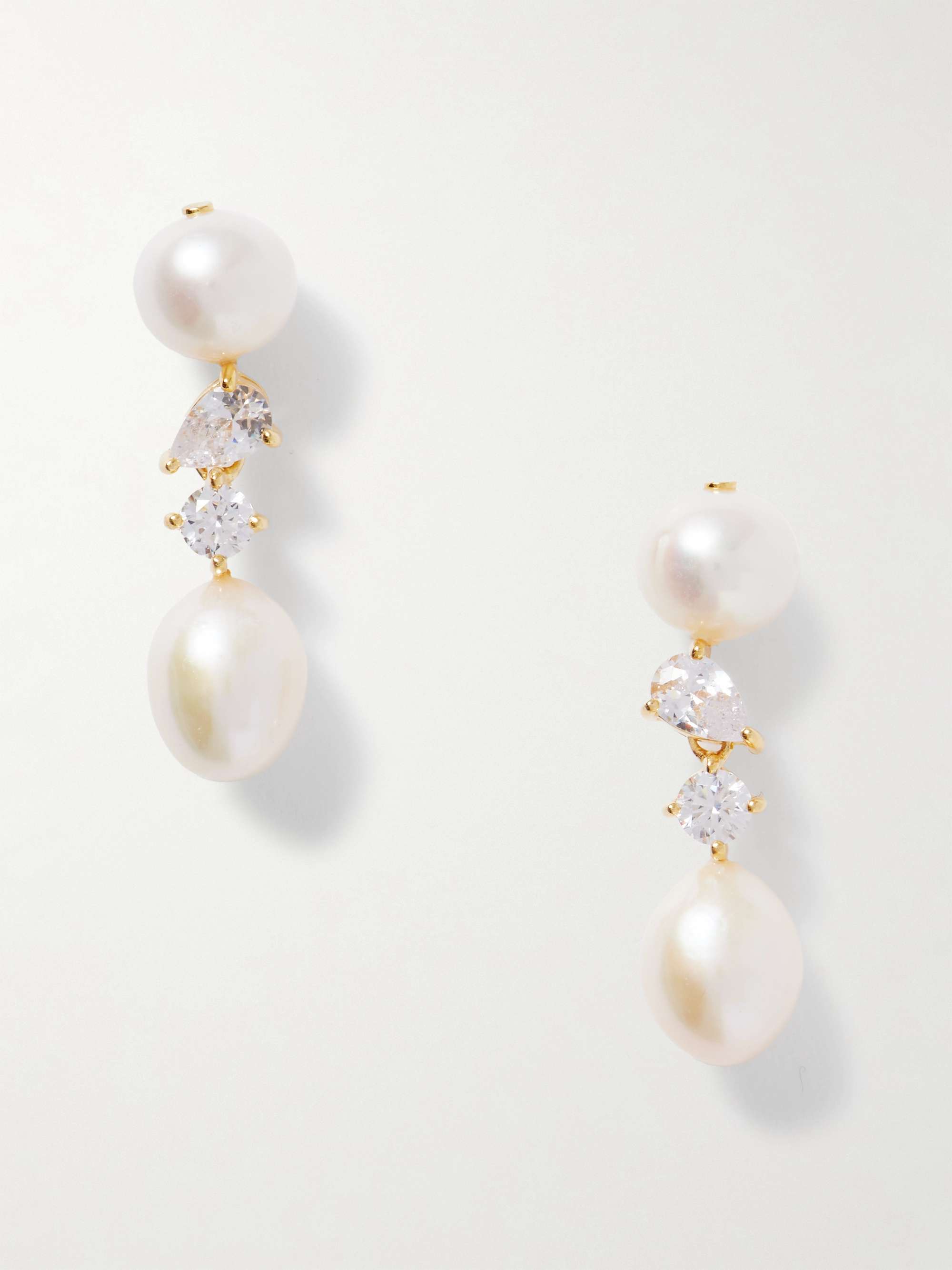 Gold-Plated, Pearl and Cubic Zirconia Earrings