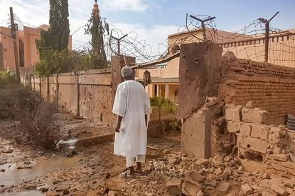 A bullet-riddled wall in the Sudanese city of Omdurman