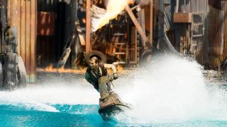 UNiversal Studios Hollywood Waterworld performer on jet ski