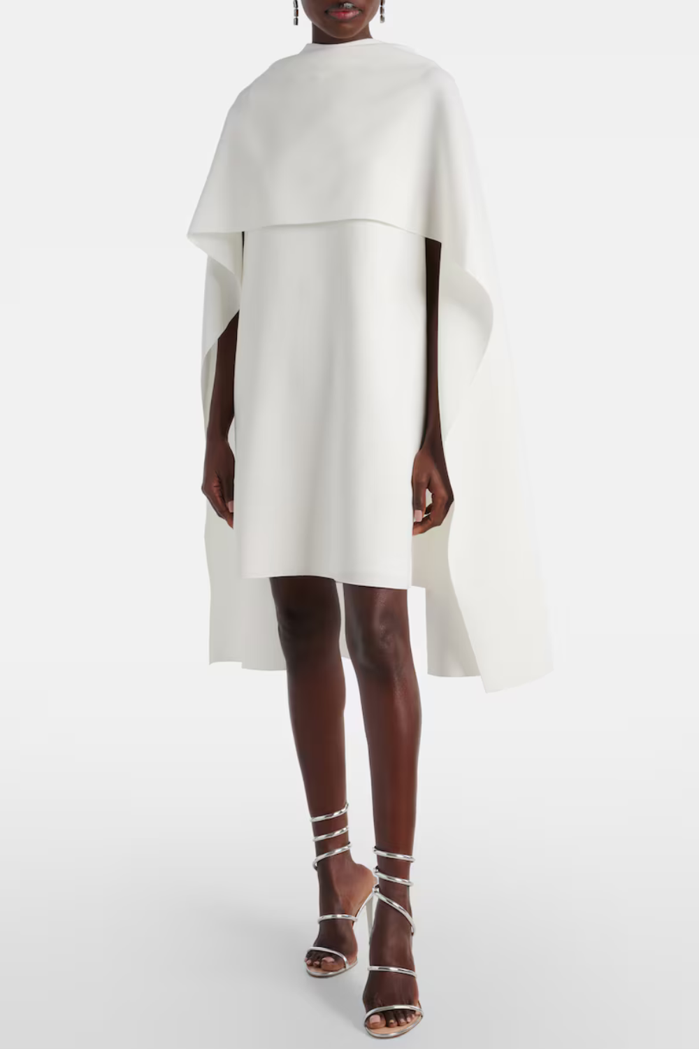 Bridal Kaiya Caped Crêpe Minidress