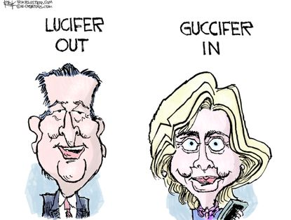 Political Cartoon U.S. Cruz Hillary 2016