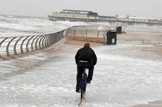 It was not a good day for cycling on the promenade