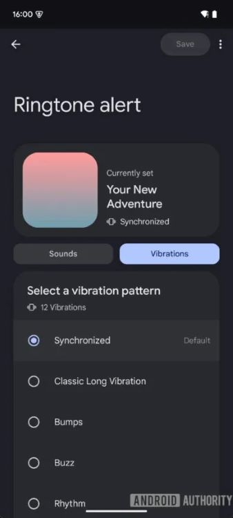 different vibration patterns with the upcoming version of the Google Sounds app