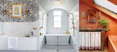 Space-saving bathrooms triptych