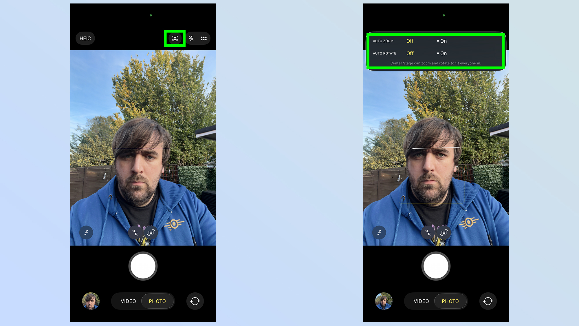 how to use the iphone 17 center stage camera