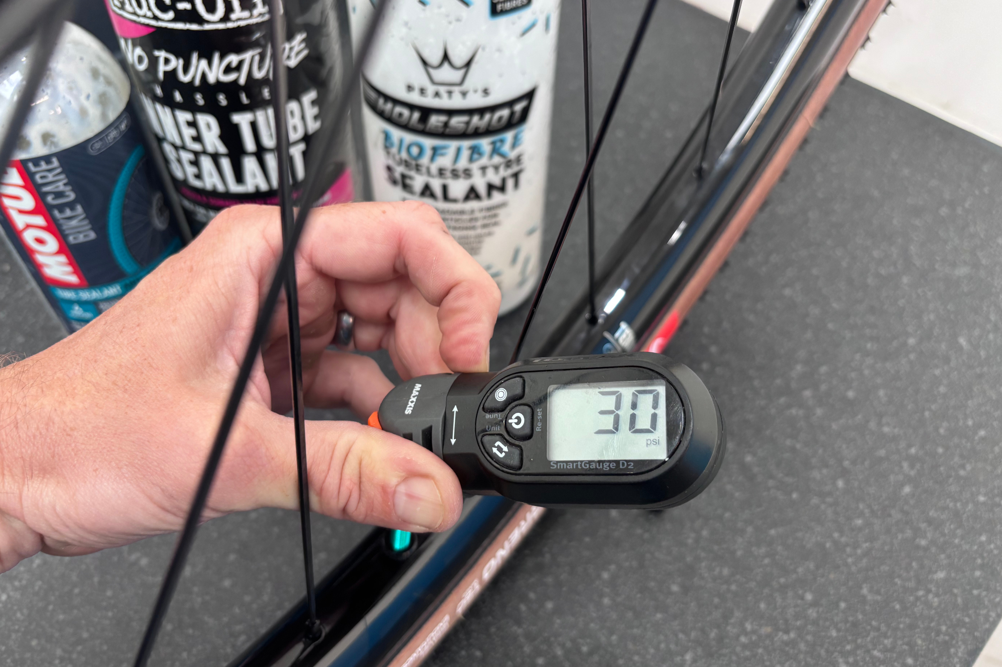 A tyre pressure gauge