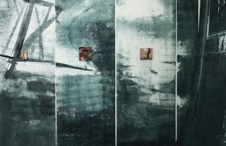Eleanor Watson, 'Indoor Silences. Distant Noise.', 2019, installation view 3, monoprint on Japanese paper and oil on wood. Courtesy of The Contemporary London