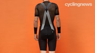 A rear view of the Assos Superleger S9 bib shorts