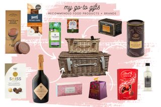 A collage of food hamper products that we recommend