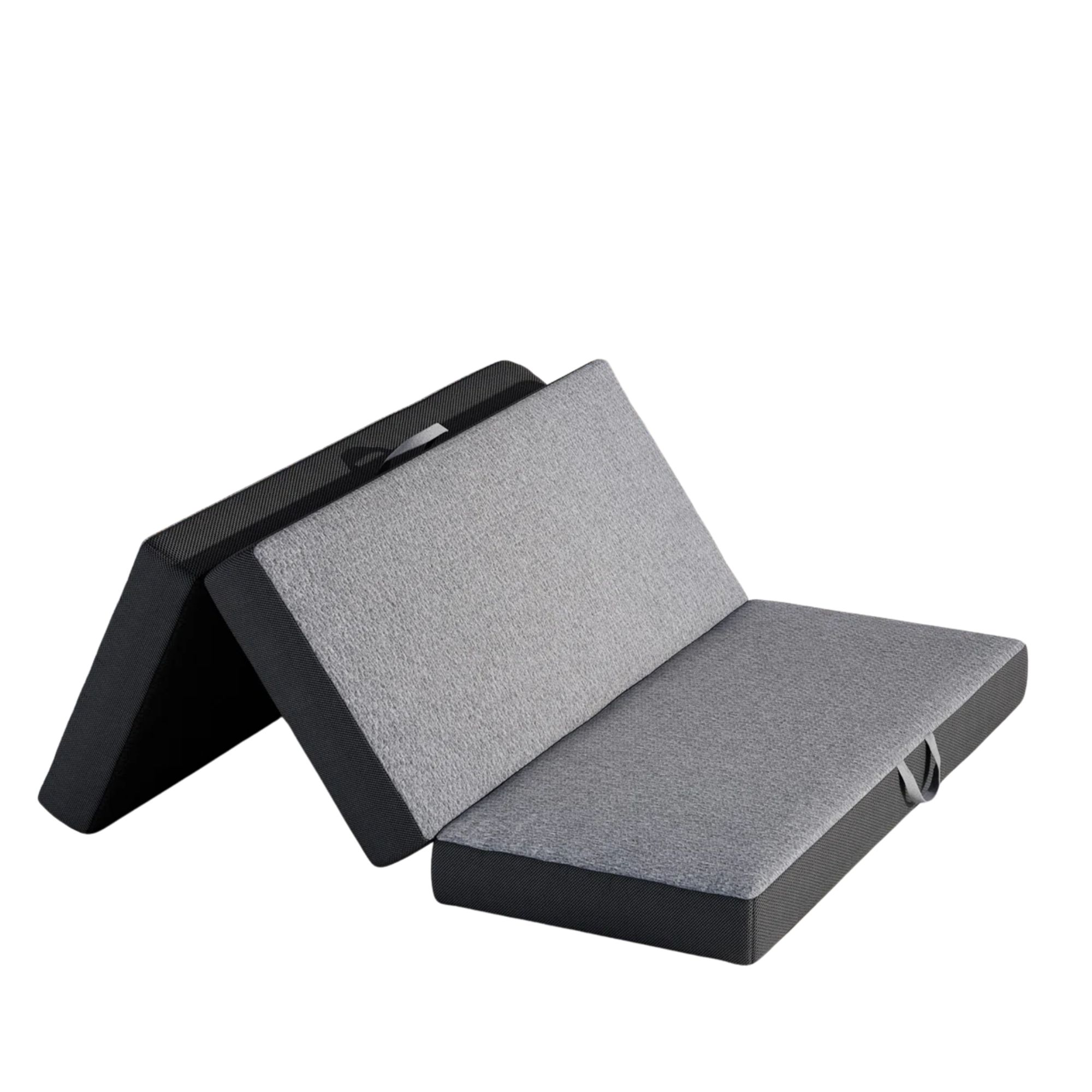 Dark grey and black trifold futon mattress